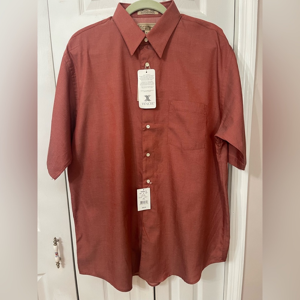 Croft & Barrow Button Up Shirt , Brick Color Size 16.5 NWT PTP 27 In L 31 In